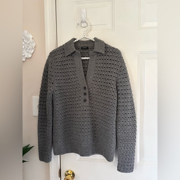 Akris Gray Cashmere Blend Open Knit Sweater 6,All Products : American Fashion Style Bags On Sale